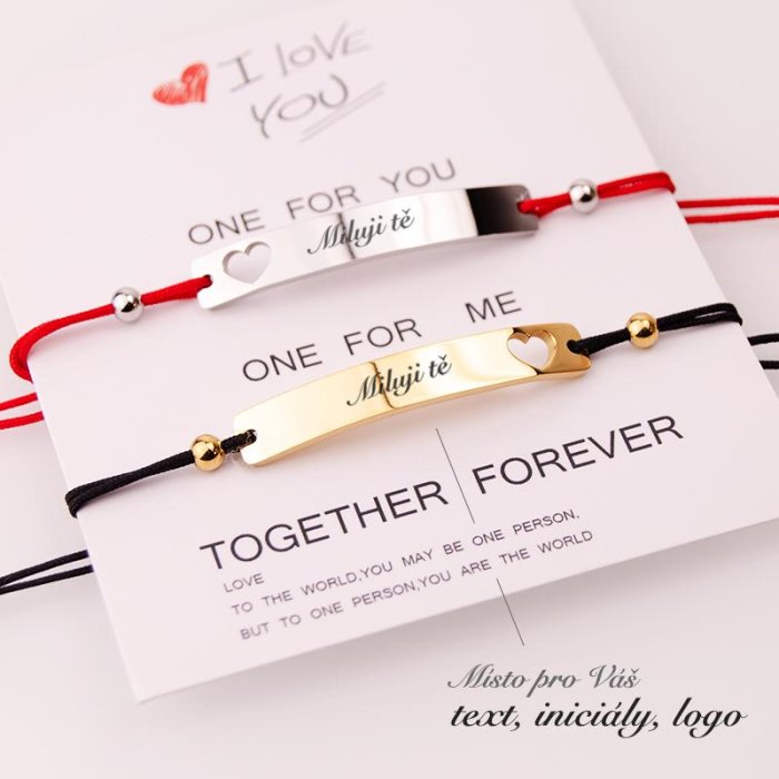2x Náramek I LOVE YOU s vlastním textem
