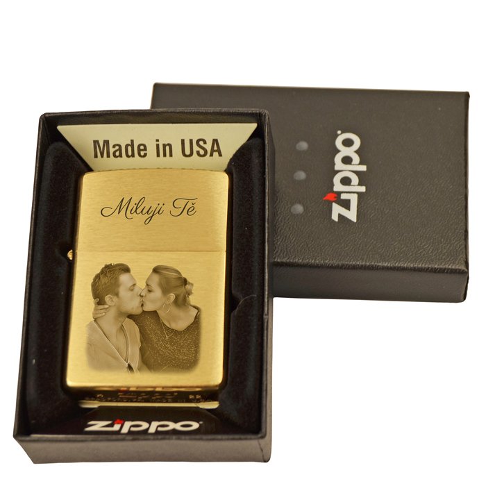 Zapalovač ZIPPO originál Gold s vlastním textem nebo fotkou