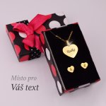 Set přívěšek + naušnice SRDCE  s vlastním textem